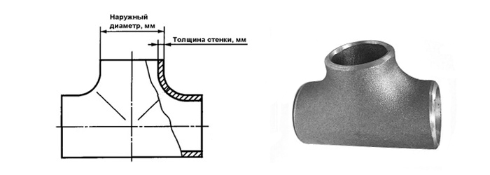 Тройник стальной равнопроходной ГОСТ 17376 наружный диаметр 60.3 мм Ду 50