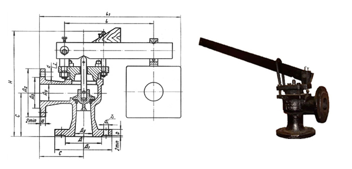 Клапан предохранительный 17ч18бр чугунный рычажно-грузовой однорычажный фланцевый