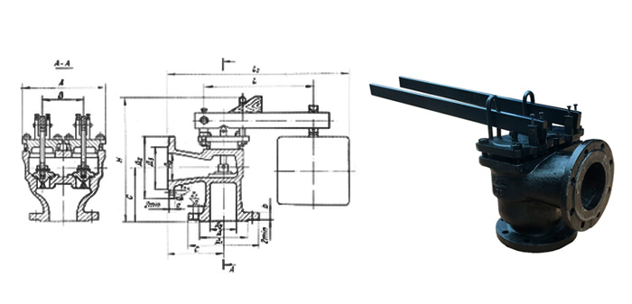 Клапан предохранительный 17ч19бр чугунный рычажно-грузовой двухрычажный фланцевый