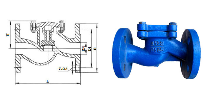 Клапан обратный 16ч9нж чугунный подъемный фланцевый Ру 25