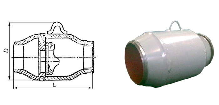 Клапан обратный 19с38нж стальной поворотный под приварку Ру 64