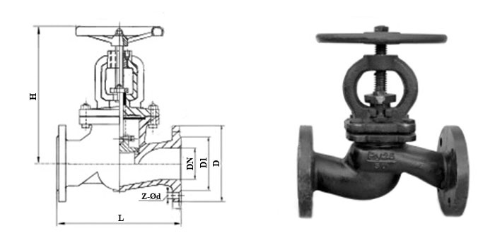 Вентиль 15кч16нж(бр) чугунный фланцевый Ру 25