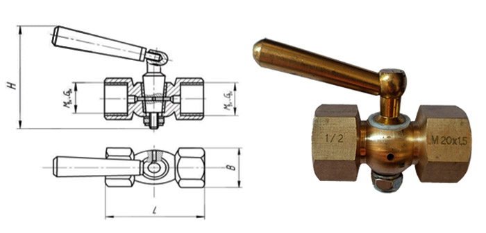 3-way plug valve 11b18bk for pressure gauge with handle