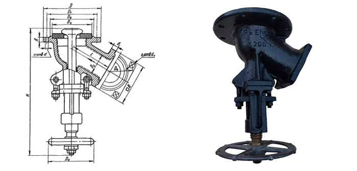 Enamel-coated corner type globe valve 15h47em shut-off bottom drain