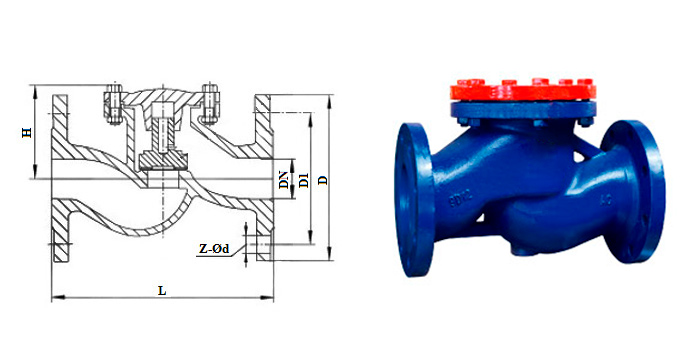 Cast iron lifting flanged check valve 16ch6nzh