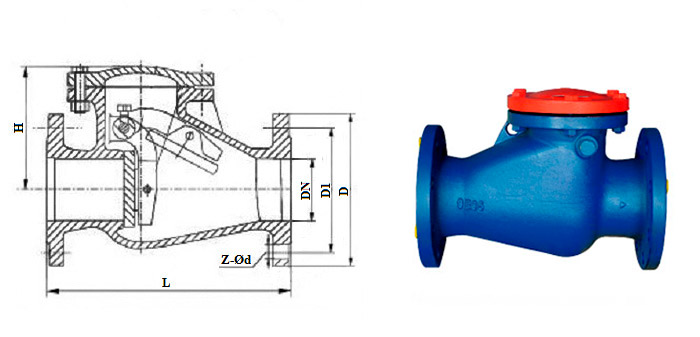 Клапан обратный 19ч16бр чугунный поворотный фланцевый
