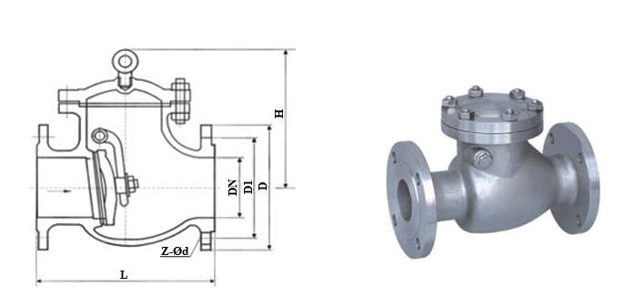 Клапан обратный 19с53нж стальной поворотный фланцевый
