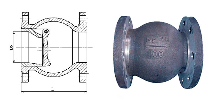 Клапан обратный 19с63нж стальной поворотный фланцевый