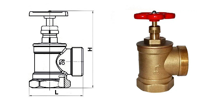 Вентиль латунний пожежний кутовий