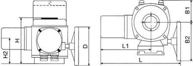 Overall dimensions of Q series electric actuators